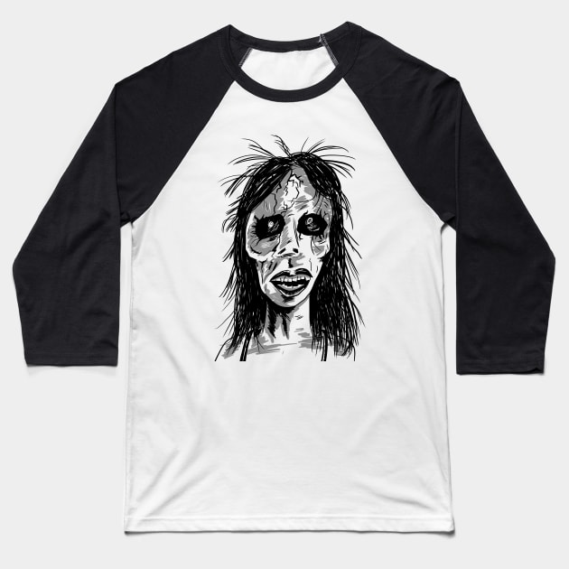 Zombie Woman Baseball T-Shirt by Black Snow Comics